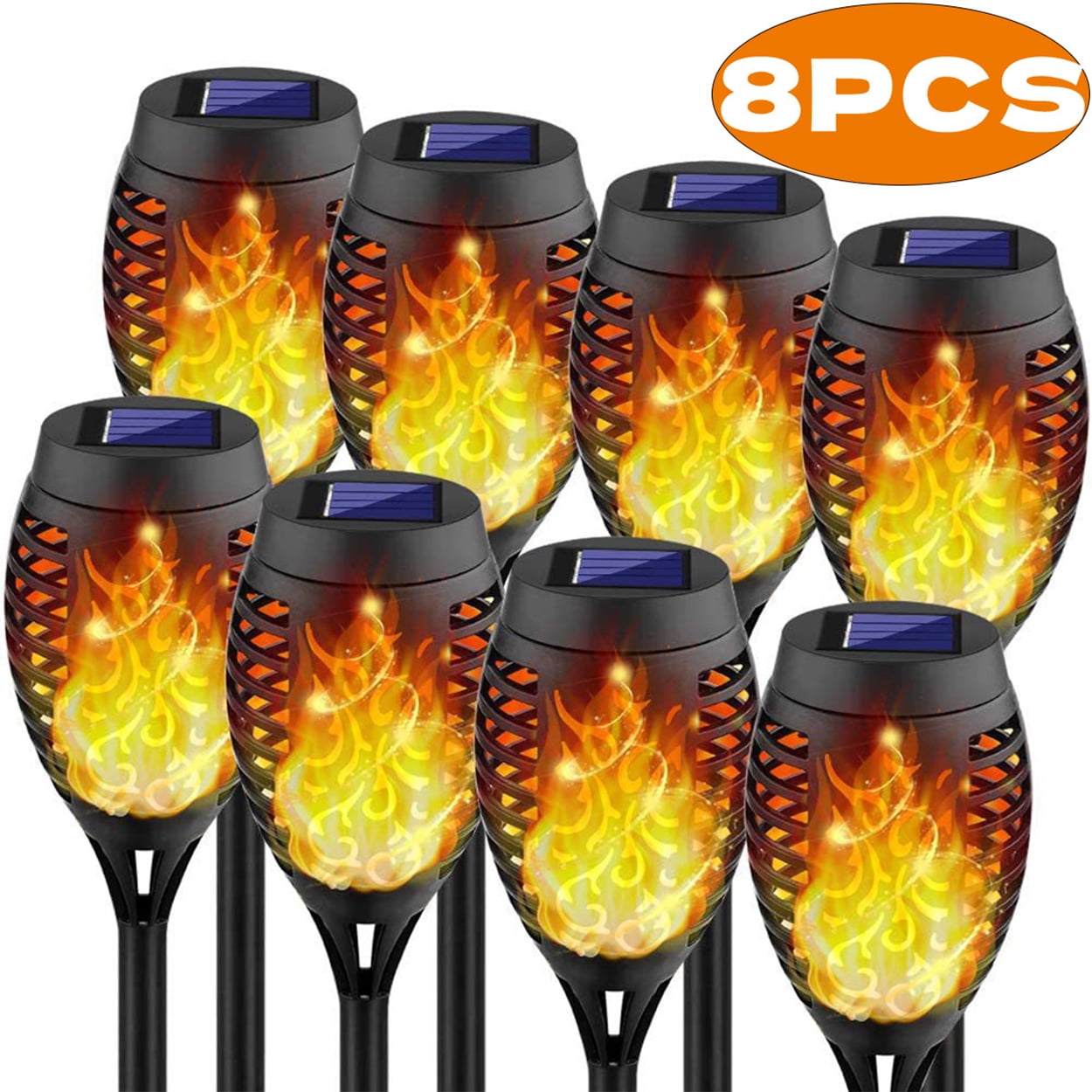 Solar Lights for Outdoor Torch Path Decor Landscape Lighting, Flickering Flame Waterproof 8 Pack